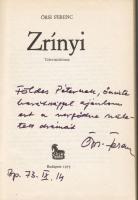 Örsi Ferenc Zrínyi c. könyve a szerző dedikálásáva Földes Péter írónakl