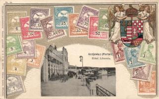 Kraljevica Hotel Liburnia, stamps, coat of arms, Emb. litho (wet damage)