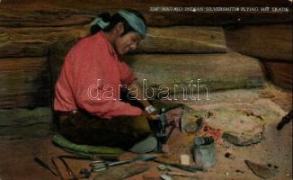 Navajo indian silversmith plying his trade