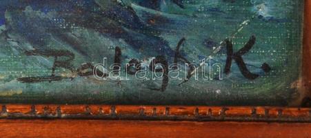 Balogh K jelzéssel: Vitorlás a tengeren. Olaj, karton, keretben 27×35 cm