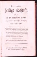 Die ganze heilige Schrift nach der in der katholischen Kirche angenommenen lateinischen Übersetzung neu verdeutscht, Bde. 3, 4, 6. Wien, 1791-1792, gedr. u. verl. von Ignaz Alberti. Aranyozott egészbőr kötésben, metszetekkel illusztrálva, egy-két kis sérülést leszámítva szép állapotú /  With engravings in leather binding, some minor