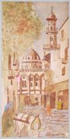 Koszkol jelzéssel: Arab utca részlet. Akvarell, papír, üvegezett keretben, 40×20 cm