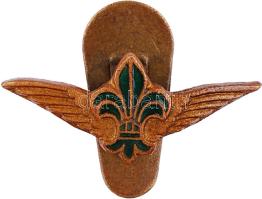 ~1930. Cserkészrepülős zománcozott gomblyukjelvény (19x24mm) T:2 Hungary ~1930. Flying Scouts enamelled button-badge (19x24mm) C:XF