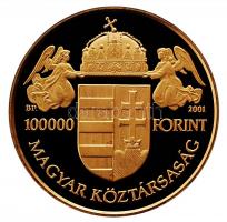 2001. 100.000Ft Au "Államalapító Szent István" (31.1g/0.986) T:PP Csak 3000db! Dísztokban,...