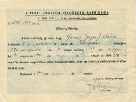 1944 Izr. felekezetből kilépőpapír