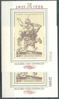 1979 Festmény, Dürer 2 db blokk vékony és vastag sorszámmal, barna és sötétbarna színben
