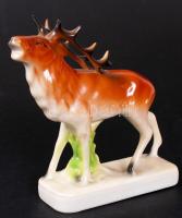 Kézzel festett, jelzett, porcelán szarvas figura / Hand painted, marked, porceain deer figure 16cm