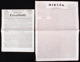 1843/1856 A Hirnök (szerk. Balásfalvi Orosz József) és a Pesth-Ofner Localblatt (Red. Gustav Birnbaum) egy-egy száma