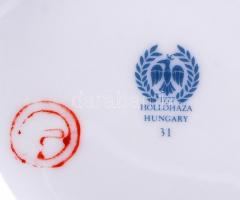 Hollóházi porcelán, virágmintás váza, jelzett, aranyozott szegéllyel / marked, pocelain vase with fl...