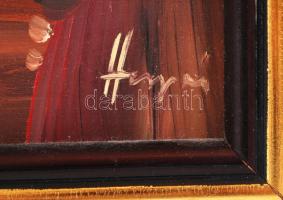 Herpai Zoltán (1951-2011): Kikötő. Olaj, farost, jelzett, keretben 30×30 cm