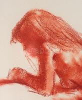 Bihari Sándor (1947-): Fekvő női akt. Pasztell, papír, jelzett, üvegezett keretben, 39×60 cm