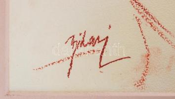 Bihari Sándor (1947-): Ülő női akt. Pasztell, papír, jelzett, üvegezett keretben, 60×38 cm