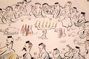 1937 Forrai Zoltán (1901-?): Magyar politikusokat ábrázoló antiszemita karikatúra. Vegyes technika. ...