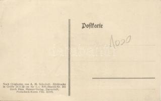 Schneiders Höllenfahrt, illustration of the Swabian folk song, silhouette (EK)