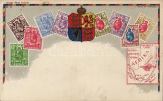 Set of Deutsch Südwestafrika stamps, coat of arms litho (gluemark)