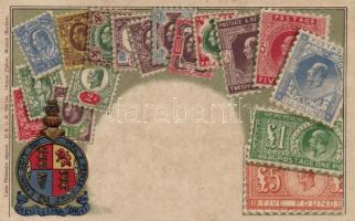 Set of British stamps, coat of arms Emb. litho (gluemark)