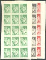 1959 Levélbélyeggyűjtők Első Hazai Egyesülete 3 klf levélzáró 15-ös kisívekben / 3 different philatelic labels in sheets of 15