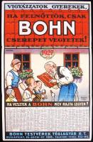 1927 Bohn tetőcserép kőnyomatos plakát és naptár. s: Márton Lajos. Klösz nyomda 1927 Litho calendar/poster 30x45 cm