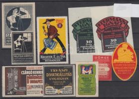 10 db budapesti reklámbélyeg és levélzáró / 10 advertising poster stamps