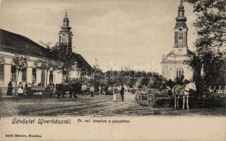 Újverbász Piactér, református templom / market, church