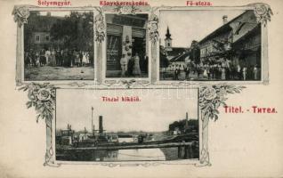 Titel, bookshop, silk factory; floral