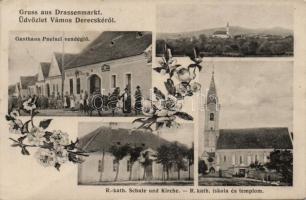 Vámosderecske, Drassenmarkt; Pleiszl vendéglő / restaurant, floral