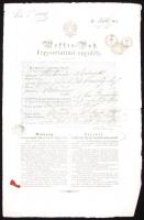 1852 Waffen-Paß - Fegyvertartási engedély. Kétfejű sasos fejléccel, okmánybélyeggel / 1852 Firearms licence