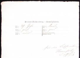 1852 Waffen-Paß - Fegyvertartási engedély. Kétfejű sasos fejléccel, okmánybélyeggel / 
1852 Firearms...