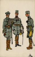 WWI, K.u.K. military, officers, artist signed