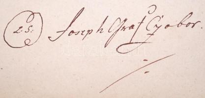 1756 Gróf Czobor József, Baja Európa szerte ismert, hírhedten pazarló földesurának aláírása 500 guld...