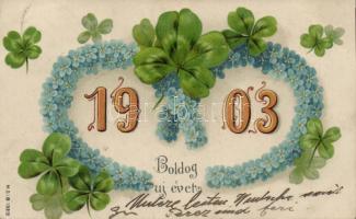 1903 New Year, floral litho