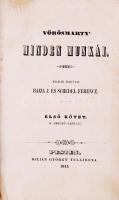 Vörösmarty Mihály: Minden munkái. Kiadák barátai Bajza József és Schedel Ferenc. Első kiadás! I., VII., VIII., IX. kötetek Pesten, 1845-1847. Kilián. 1 t. (V. M. acélmetszetű arcképe, Barabás Miklós rajza után. Kijár) Korabeli egészvászon kötésben