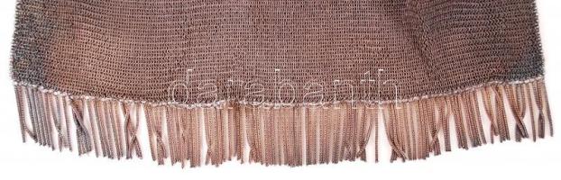 cca 1940 Horgolt láncszemes ezüst (Ag) színházi táska szattyánbőr béléssel, elöl horgolt díszsorral,...