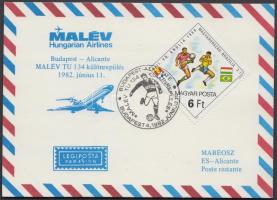 1982 Labdarúgó VB alkalmi repülés levelezőlap a magyar válogatott tagjainak aláírásával / 
1982 Foot...