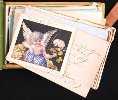 cca 1830-1850 "Emlékkönyv" Közel 100 különböző kézzel írt és rajzolt emléklap aranyozott e...