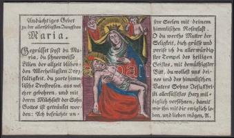 cca 1750 Kézzel színezett rézmetszetes szentkép / cca 1750 Prayer card. Hand-colored etching 20x12 cm