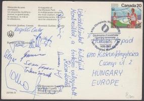 1976 A magyar olimpiai birkózó csapat több tagja által aláírt képeslap / 1976 Postcard signed by the Hungarian olypmpic wrestling team