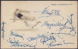 1936 A Kitartás Egyetemi Athlétikai Club sportolói által aláírt levelezőlap a PEAC elnökének