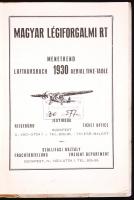 1930 Magyar Légiforgalmi Rt. menetrend térképpel. (közepes állapotban) / 
1930 Hungarian Airlines sc...