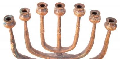 XVIII. sz. előtti antik menóra, öntött bronz, jelzés nélkül /
pre XVIIIth century antique menorah. C...