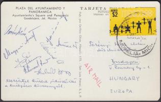 1976 A magyar olimpiai kerékpáros csapat több tagja által aláírt képeslap / 1976 Postcard signed by the Hungarian Olypmpic cycling team
