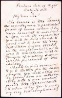 1858. július 31. Kossuth Lajos (1802-1894) politikus, volt kormányzó sajátkezű, angol nyelvű levele Samuel Gilesnek Wright szigetéről, melyben megkéri őt, hogy segítsen bizalmi emberének, Tanárky Gyulának, egy megbízható gőzhajógépgyárat találni, ahol bevásárolhat, továbbá megkéri, hogy adjon ajánlólevelet Tanárkynak, ha esetleg Bostonba is elutazik / 1858 Autograph letter of Lajos Kossuth to Samuel Giles in which Kossuth asks him to acquaint his secretary Mr. Tanarky with the very best Steam engine works. Mr. Tanarky may also travel to Boston requiring Mr. Giless further assistance to introduce him to others