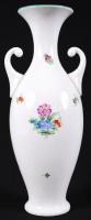 Herendi virágos váza, kézzel festett, jelzett, hajszál repedés a tetején, m:33 cm