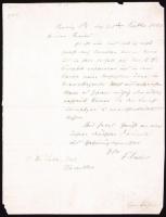 1863 Franz Sigel 1824-1902): 1848-as német szabadságharcos, később amerikai tábornok és politikus saját kézzel írt német nyelvű levele W. Lohrnak / 1863 Autograph letter of 1848 freedom fighter, Union major general, politican Franz Sigel to W. Lohr, informing that he is unable to go to Hamilton