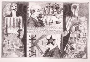 V.I. Lenin 100. Jubileumi album: 17 db rézkarc Leninről ismert művészektől (Hincz, Stettner, Feledy, stb), gyűjtői darab
