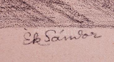 Ék Sándor (1902-1975): Kereszteződés a Nemzeti Színháznál. Litográfia, papír, jelzett, 50×70 cm