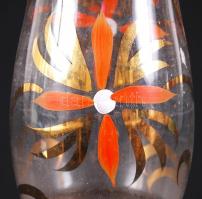 Festett, aranyozott üveg váza / Vase 28 cm