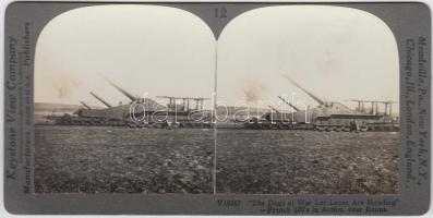 I. világháború francia front. sínágyú Reimsnél sztereófotó / WW. I. French military stereo photo