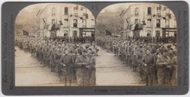 cca 1918 I. világháború francia front, amerikai katonák Brestben sztereófotó / cca 1918 World War I. French front. US soldiers in Brest. Stereo photo