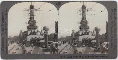 cca 1918 I. világháború Pennsylvania hadihajó sztereófotó / cca 1918 World War I. US battleship Pennsylvania. Stereo photo